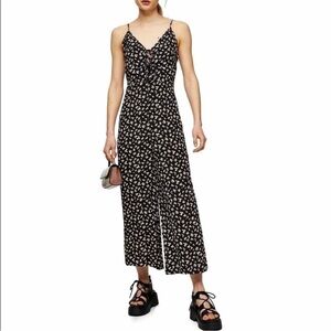 Topshop Black Floral Jumpsuit